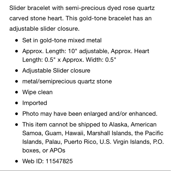 *Boxed* COACH Rose Quartz Heart Slider Bracelet - Picture 8 of 8